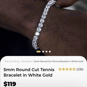 5mm round cut white gold tennis bracelet